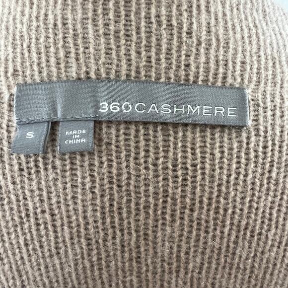 360 Cashmere Tan/Brown Color-Block Draped Relaxed Cardigan Sweater Pockets S - Picture 6 of 8